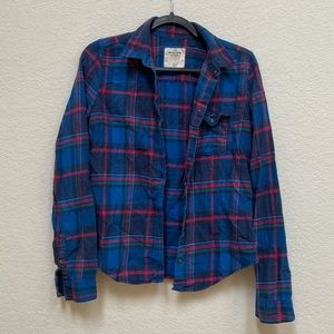 Abercrombie and Fitch Blue and Red Plaid Flannel